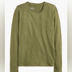 New J. Crew Factory Long-sleeve crewneck girlfriend tee, military green, 2X